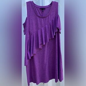 Purple cold shoulder Ruffle dress